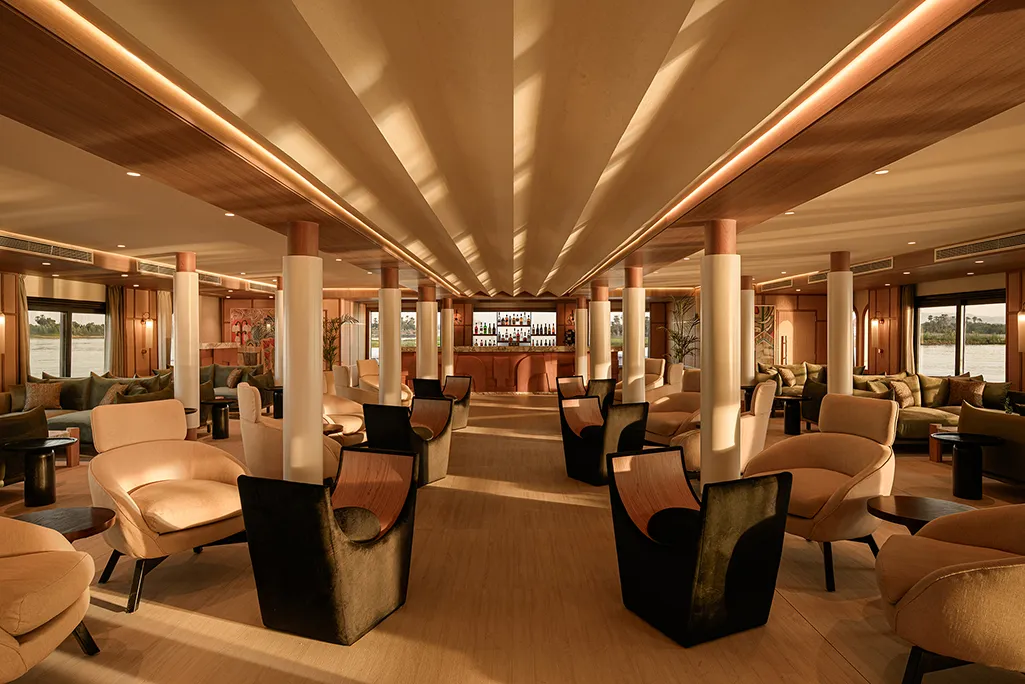 Lounge aboard the Le Fayan Suites Nile Cruise Nile cruise
